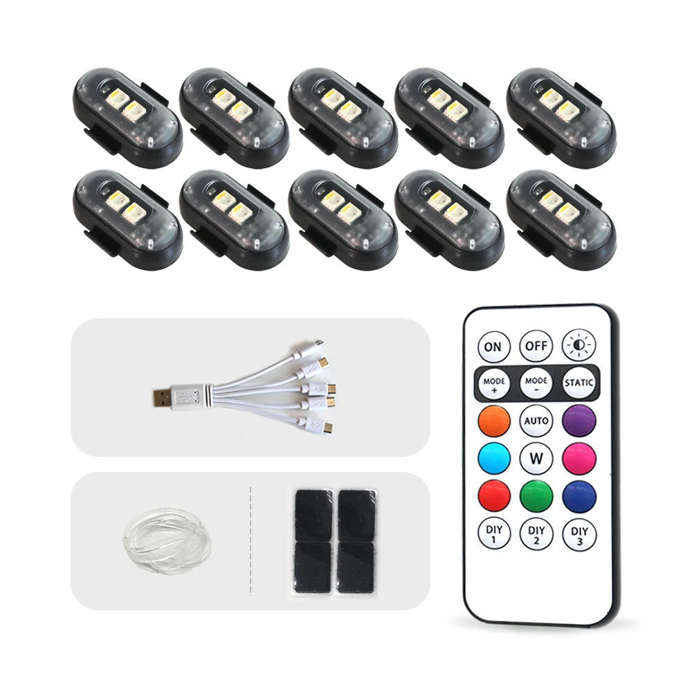 Lot 4/10 Feux LED Multifonctions Rechargeables avec Télécommande