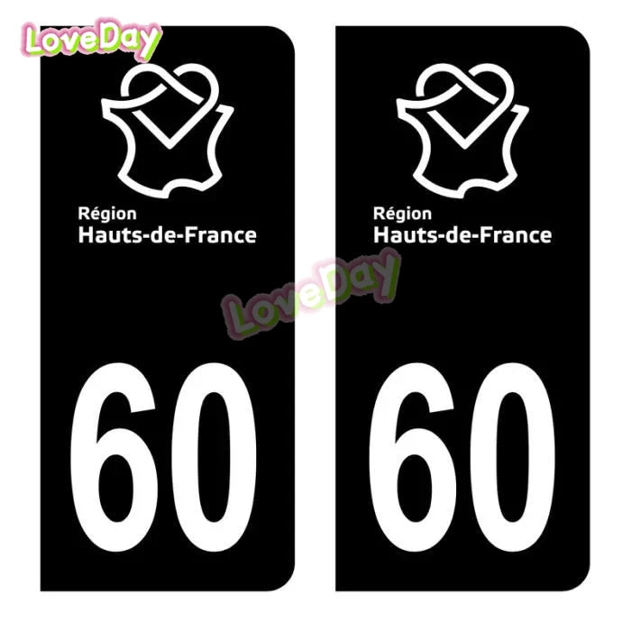 Autocollant Plaque Immatriculation France – Logo Région Hauts-de-France (Noir & Bleu)