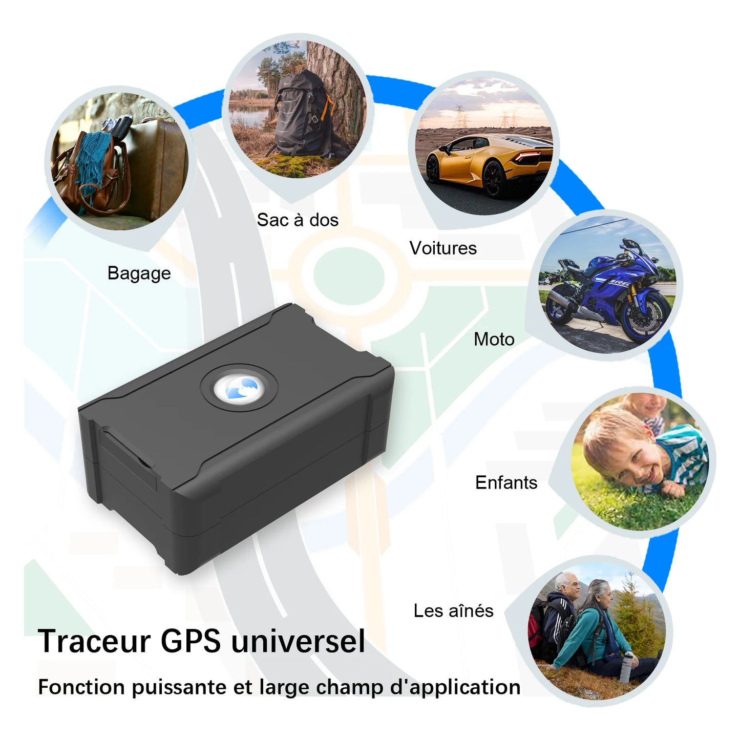 Traceur GPS antivol pour véhicule, batterie de 15 jours