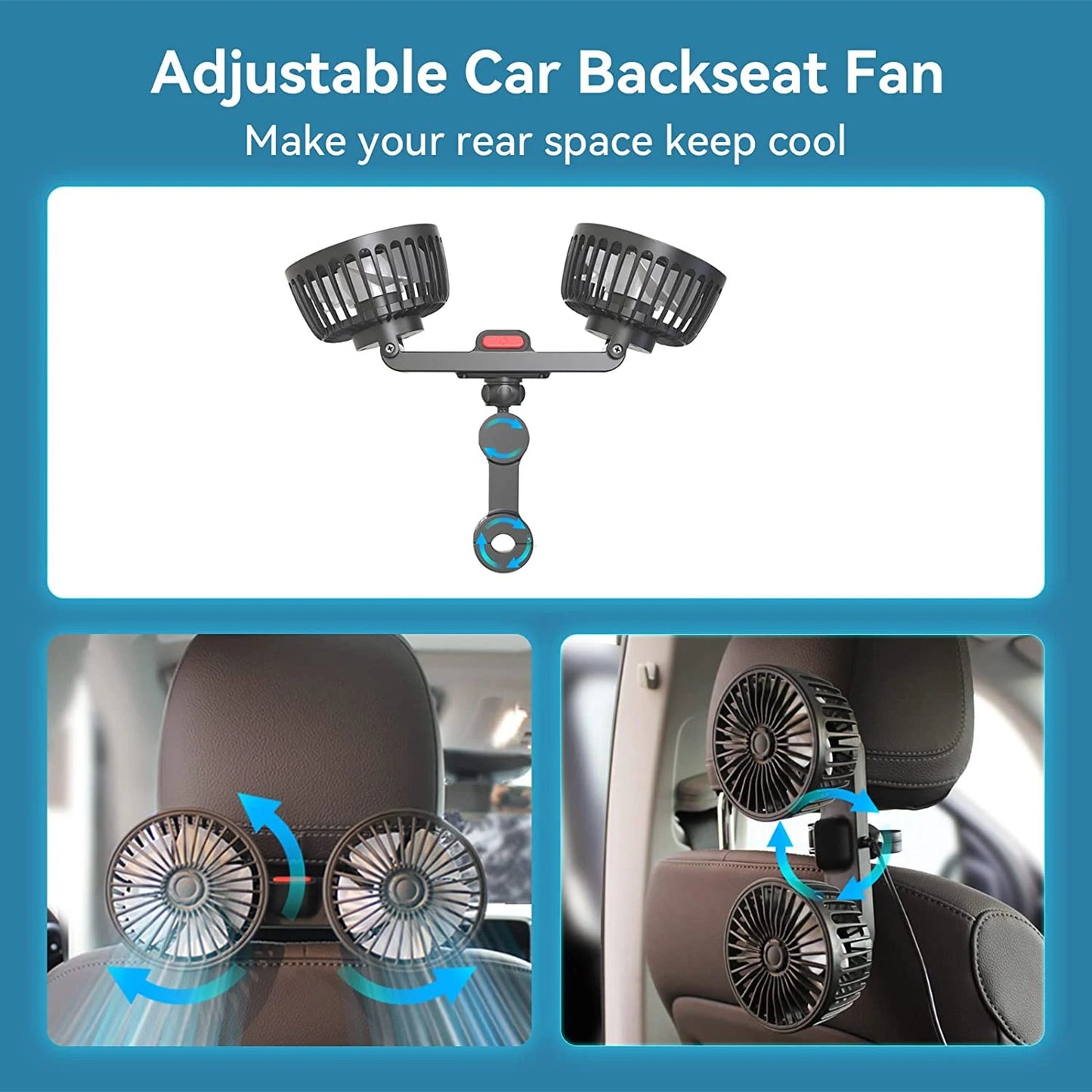 Ventilateur Auto 360° 3 Vitesses – Refroidisseur de Siège USB Réglable