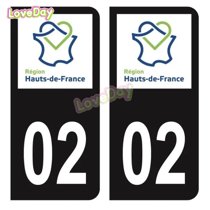 Autocollant Plaque Immatriculation France – Logo Région Hauts-de-France (Noir & Bleu)