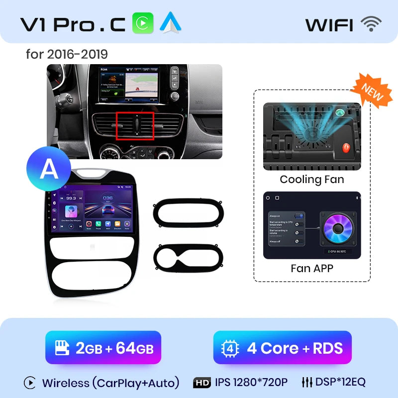 Autoradio Junsun CarPlay Android Auto pour Renault Clio 4/ZOE (2012–2017)