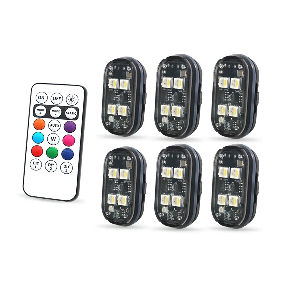Lot 2/4 Feux Stroboscopiques LED Sans Fil – 8 Couleurs Rechargeables
