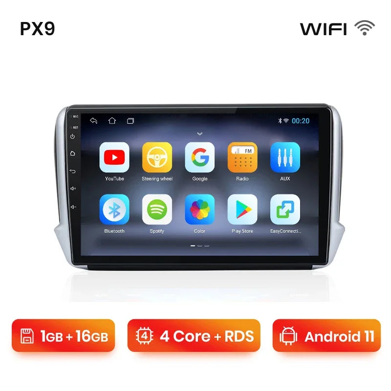 Autoradio AWESAFE PX9 CarPlay Sans Fil pour Peugeot 2008/208 (2012–2018) – GPS & FM