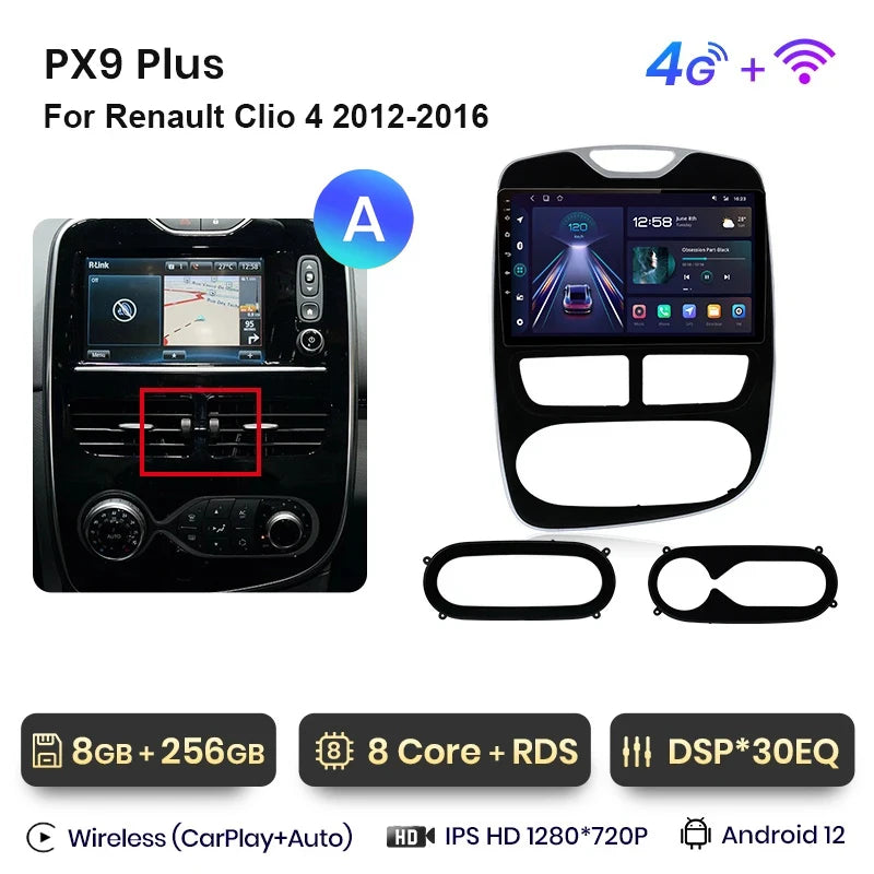 Autoradio AWESAFE Sans Fil CarPlay/Android Auto pour Renault Clio 4 (2012–2016)