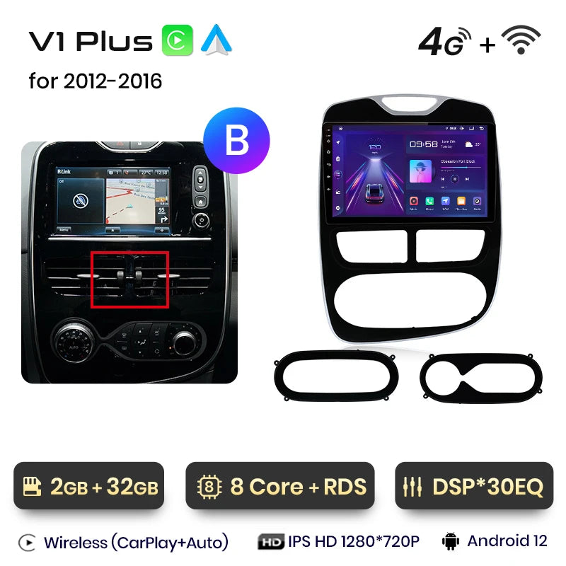 Autoradio Junsun CarPlay Android Auto pour Renault Clio 4/ZOE (2012–2017)
