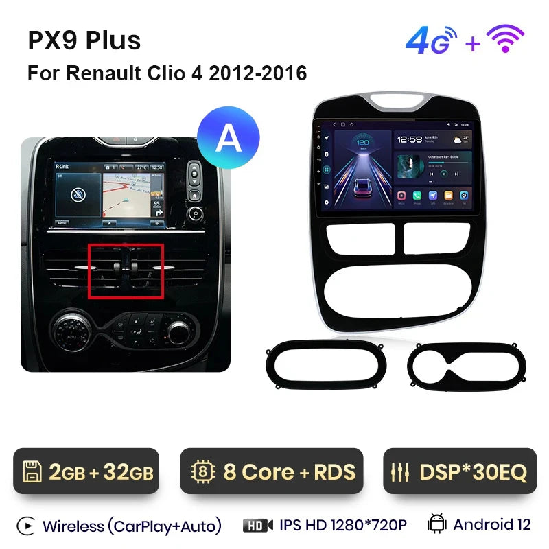 Autoradio AWESAFE Sans Fil CarPlay/Android Auto pour Renault Clio 4 (2012–2016)
