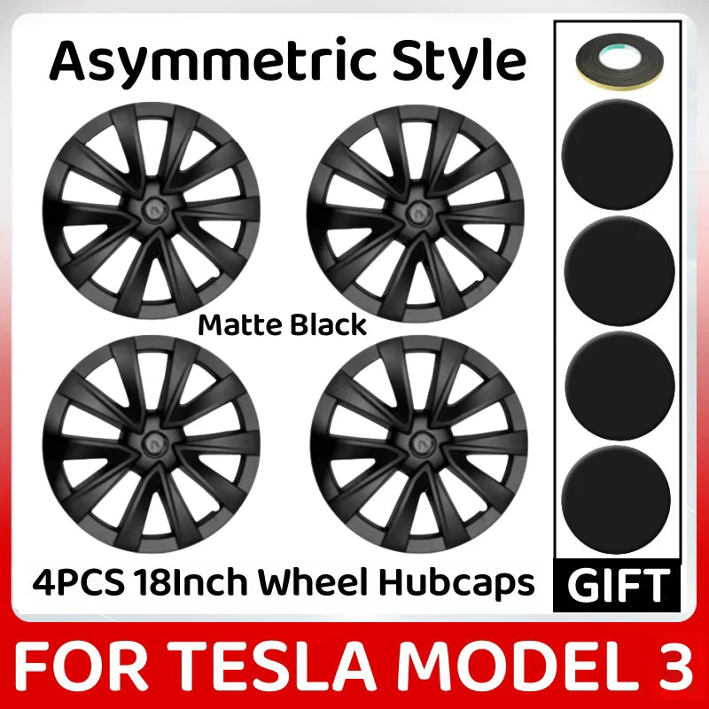 Lot de 4 enjoliveurs de roue de rechange pour Tesla Model 3 18 pouces