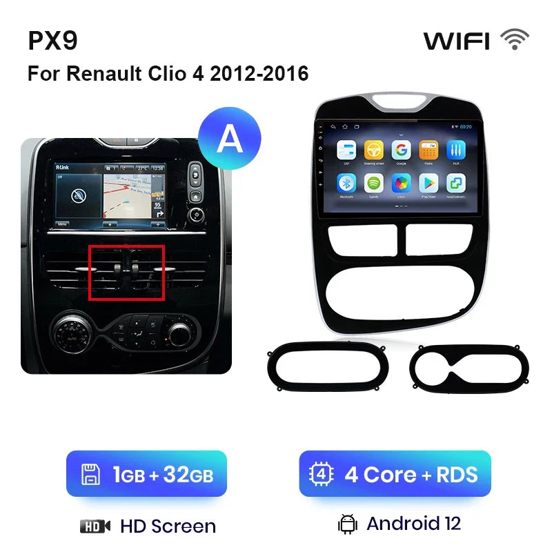 Autoradio AWESAFE Sans Fil CarPlay/Android Auto pour Renault Clio 4 (2012–2016)