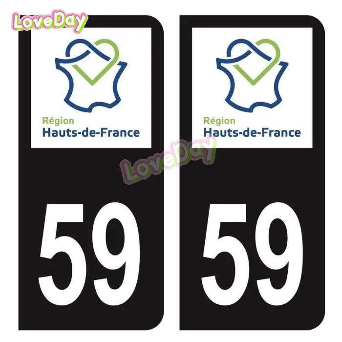 Autocollant Plaque Immatriculation France – Logo Région Hauts-de-France (Noir & Bleu)