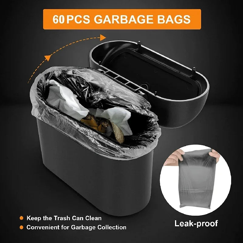 Lot 3 Poubelles Auto avec Couvercle + 300 Sacs Poubelle Étanches
