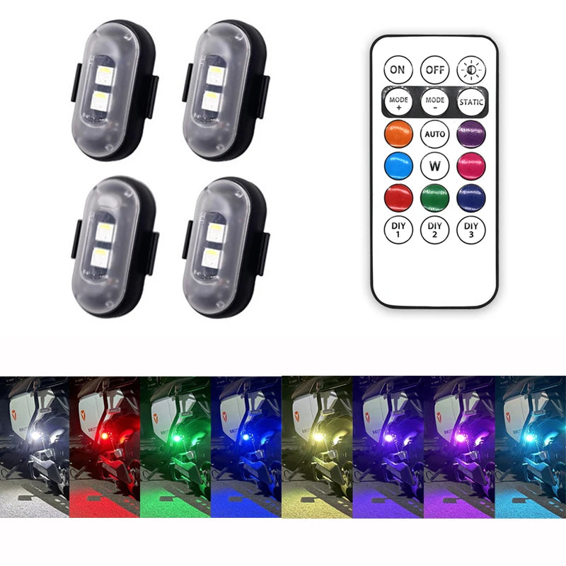 Lot 4/10 Feux LED Multifonctions Rechargeables avec Télécommande