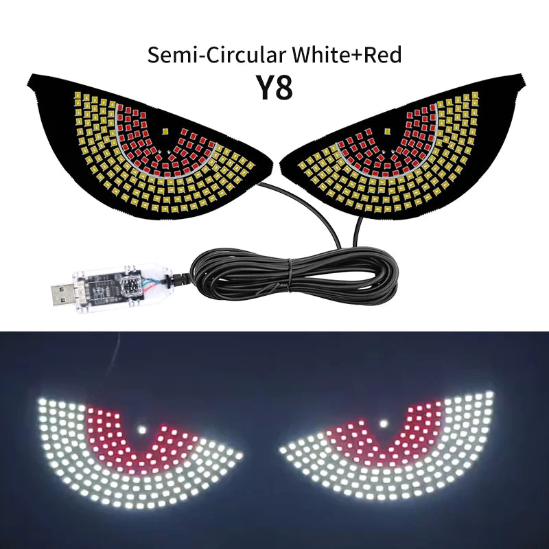 Animation LED Cool pour Pare-brise – Yeux de Démon Clignotants Avant et Arrière