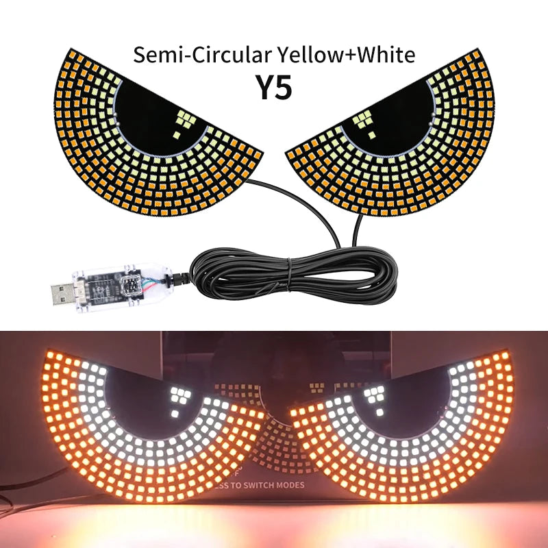 Animation LED Cool pour Pare-brise – Yeux de Démon Clignotants Avant et Arrière