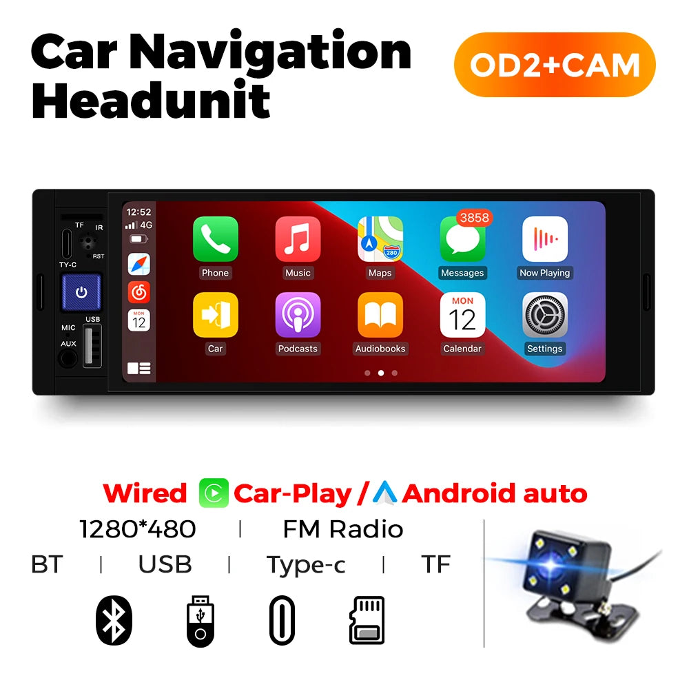 Lecteur multimédia universel à écran tactile HD CarPlay