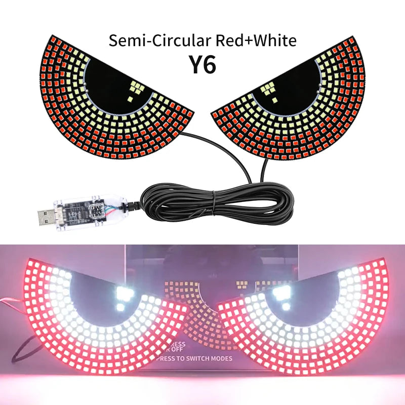 Animation LED Cool pour Pare-brise – Yeux de Démon Clignotants Avant et Arrière