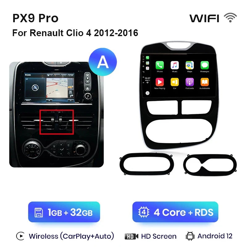 Autoradio AWESAFE Sans Fil CarPlay/Android Auto pour Renault Clio 4 (2012–2016)