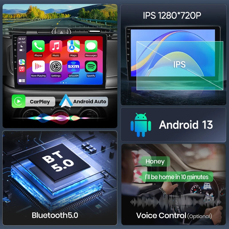 Autoradio Sans Fil CarPlay/Android Auto pour Peugeot 2008/208 (2012–2018)