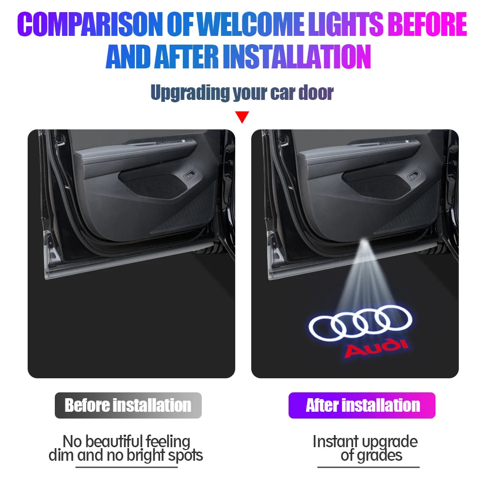 Projecteurs LED de Porte HD pour Audi A3, A4, A5, A6, Q3, Q5, Q7, S & RS