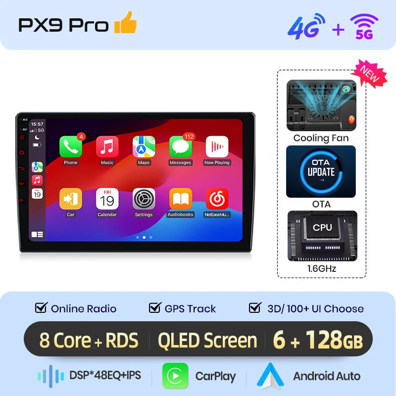 Autoradio AWESAFE PX9 CarPlay Sans Fil pour Peugeot 2008/208 (2012–2018) – GPS & FM