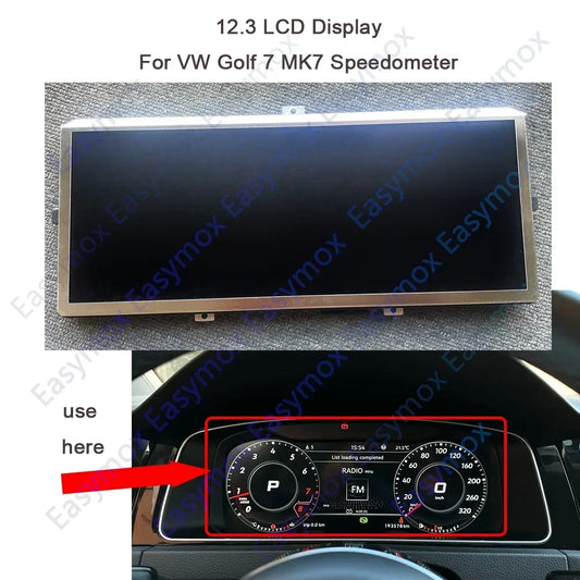 Écran LCD 12,3 pouces pour Volkswagen VW Golf 7 (MK7) – Compteur numérique de tableau de bord
