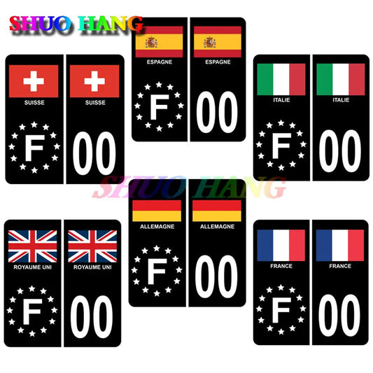 Autocollants Drapeaux Pays pour Plaques d’Immatriculation