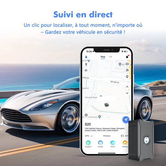 Traceur GPS antivol pour véhicule, batterie de 15 jours