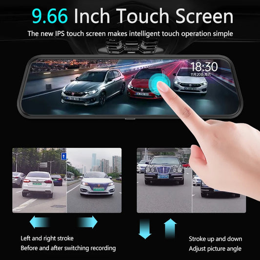 Caméra rétroviseur 10 pouces pour voiture, écran tactile, enregistreur vidéo