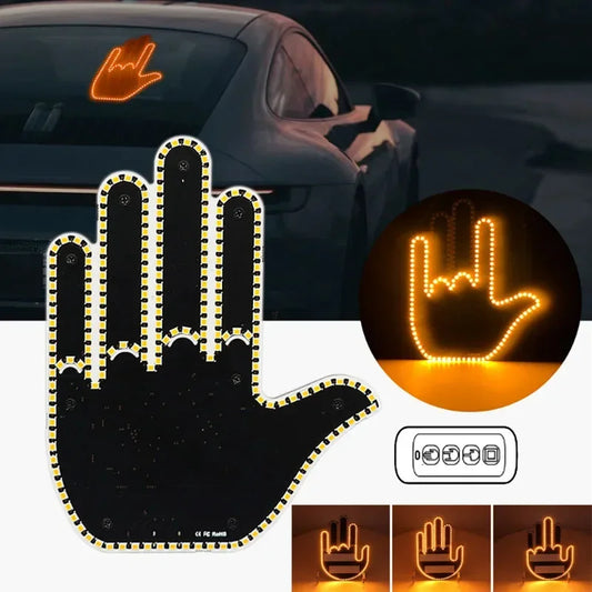 Finger Light For Car Gesture LED Car Middle Finger Back Window Car Sign LED Hand for Car