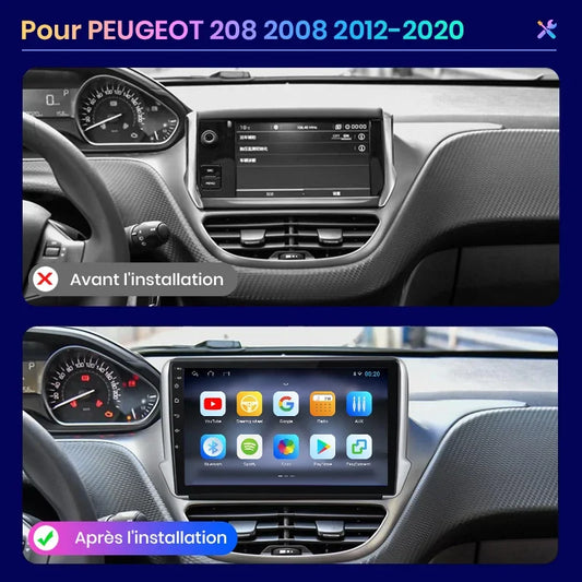 Autoradio AWESAFE PX9 CarPlay Sans Fil pour Peugeot 2008/208 (2012–2018) – GPS & FM