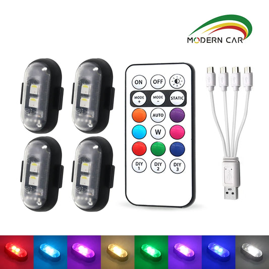 Lot 4/10 Feux LED Multifonctions Rechargeables avec Télécommande