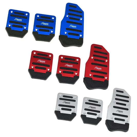 Lot 3 Caches Pédales Antidérapants Universels – Aluminium Racing