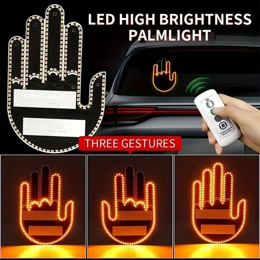 Finger Light For Car Gesture LED Car Middle Finger Back Window Car Sign LED Hand for Car